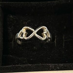 Silver double heart ring
